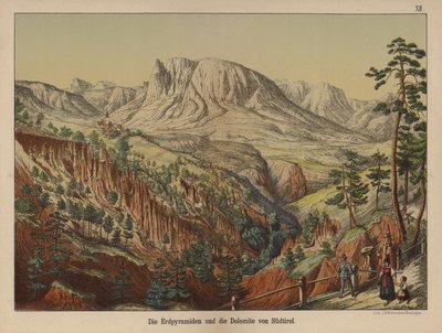 Maan pyramidit ja Dolomiittivuoret, Etelä-Tirol (väri litho) tekijältä German School