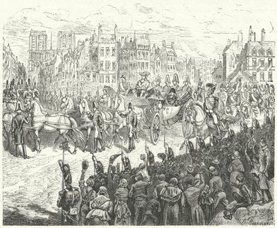 Kuningas Ludvig XVIII:n saapuminen Pariisiin, 1814 tekijältä German School