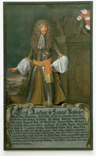 Ernst Ruediger, kreivi Starhemberg, kenttämarsalkka ja Wienin komentaja turkkilaisten piirityksen aikana vuonna 1683 ... (öljy kankaalle) tekijältä German School