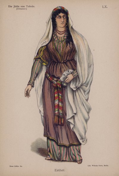 Esther, Franz Grillparzerin teoksesta Die Judin von Toledo (Toledon juutalainen) (värilitho) tekijältä German School