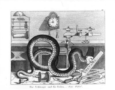Fable of the Snake and the Files (kaiverrus) (bw kuva) tekijältä German School
