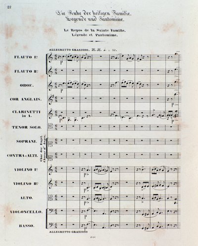 Ensimmäinen sivu kappaleen The Flight Into Egypt, op. 25, Hector Berliozin alkusoitto tekijältä German School