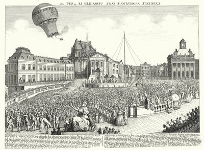 Montgolfier Brothersin ilmapallon lento Versaillesissa tekijältä German School
