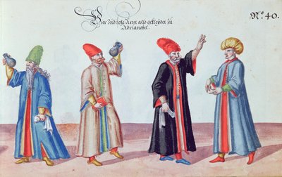 Neljä juutalaista lääkäriä Adrianopolista, Turkista, n. 1600 (wc paperilla) tekijältä German School