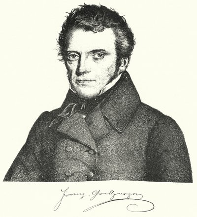 Franz Grillparzer, itävaltalainen näytelmäkirjailija ja runoilija (kaiverrus) tekijältä German School