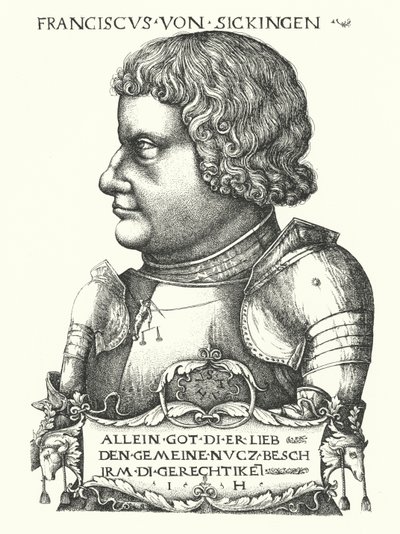 Franz von Sickingen, uskonpuhdistuksen ajan saksalainen ritari (kaiverrus) tekijältä German School