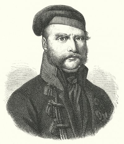 Frederick William, Brunswick-Wolfenbutelin herttua, saksalainen sotilas, joka johti mustia brunswickertejä ranskalaisia vastaan heidän miehittäessään Saksaa Napoleonin sodissa (kaiverrus) tekijältä German School