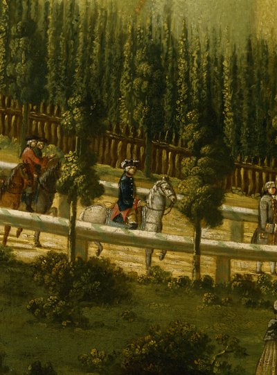 Frederick Suuri hevosen selässä Maulbeeralleella lähellä Sanssoucia, 1770 tekijältä German School