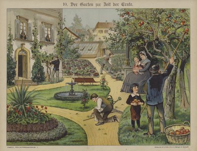Puutarha kaupungissa (väri litho) tekijältä German School