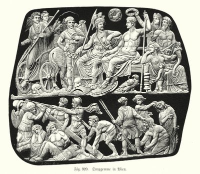 Gemma Augustea, antiikin roomalainen onyx-reliefity cameo-kaiverrettu helmi (kaiverrus) tekijältä German School