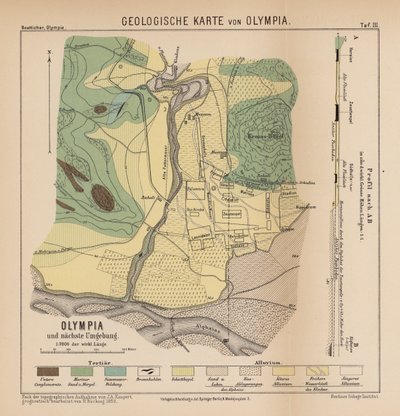 Olympian geologinen kartta (kaiverrus) tekijältä German School