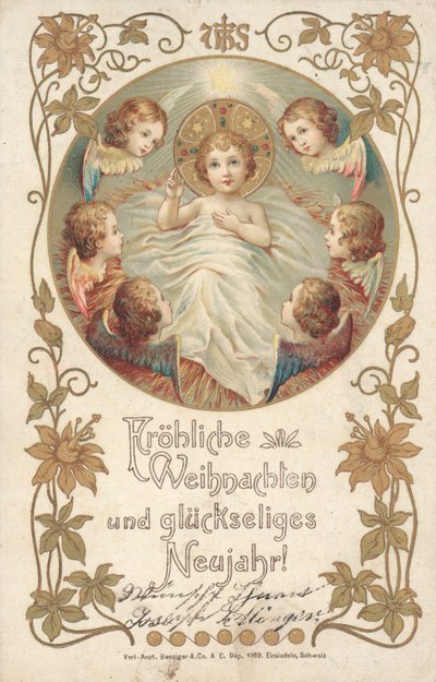 Saksalainen joulukortti (väri litho) tekijältä German School