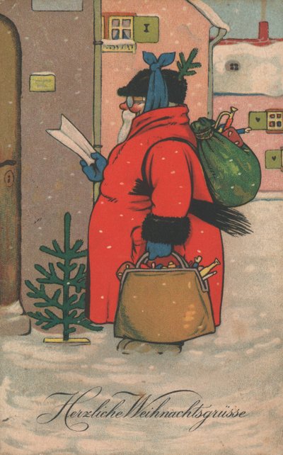 Saksalainen joulukortti (väri litho) tekijältä German School