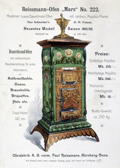 Saksalainen jugendtyylisen kattilan mainos, 1800-luvun loppu tekijältä German School