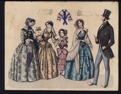 Saksalainen muotilautanen, 1800-luvun puoliväli (värikaiverrus) tekijältä German School