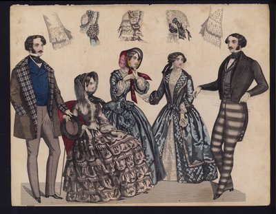 Saksalainen muotilautanen, 1800-luvun puoliväli (värikaiverrus) tekijältä German School