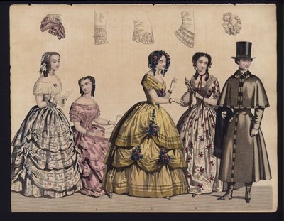 Saksalainen muotilautanen, 1800-luvun puoliväli (värikaiverrus) tekijältä German School
