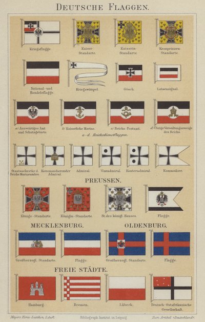 Saksan liput (väri litho) tekijältä German School