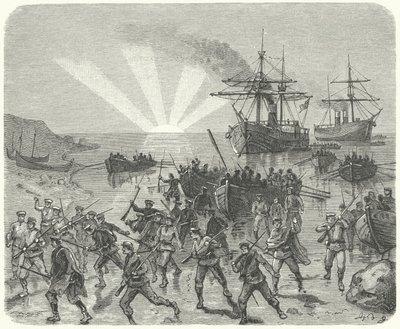 Giuseppe Garibaldi laskeutumassa Marsalaan, Sisiliaan tekijältä German School