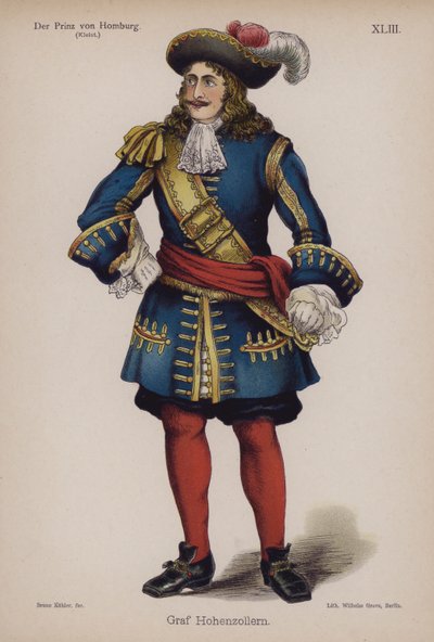 Graf Hohenzollern, Heinrich von Kleistin kirjasta Der Prinz von Homburg (Homburgin prinssi) (värilitho) tekijältä German School