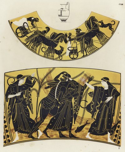 Kreikkalainen maljakkomaalaus (väri litho) tekijältä German School
