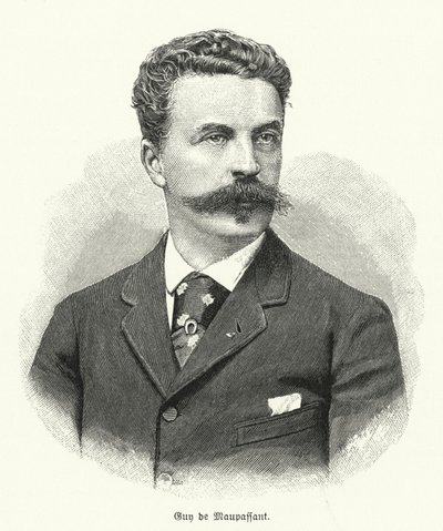 Guy de Maupassant, ranskalainen novellikirjailija (litho) tekijältä German School