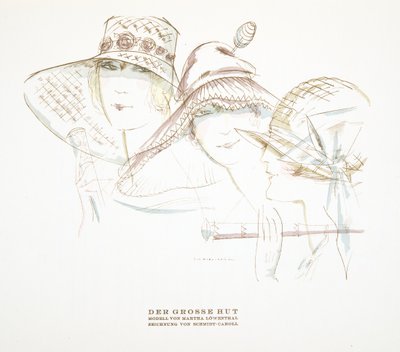 Hat Designs by Martha Lowenthal, Styl, pub.1922 (pochoir print) tekijältä German School