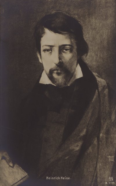 Heinrich Heine, saksalainen runoilija. (litografia) tekijältä German School