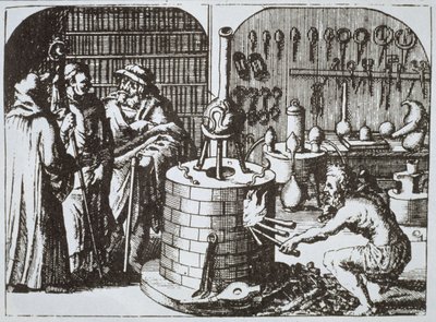 Hermetic Philosophers and an Alchemist, Michael Majerin (1625) Museum Hermeticumista kuvattuna 1800-luvun lopulla julkaistussa taikuuden historiassa tekijältä German School