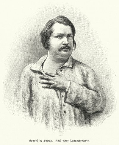 Honore de Balzac, ranskalainen kirjailija ja näytelmäkirjailija (litho) tekijältä German School