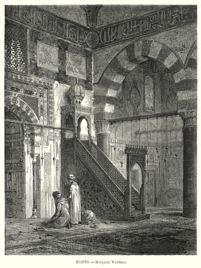 Amir Altinbugha al-Maridanin moskeijan sisustus, Kairo, Egypti (litho) tekijältä German School