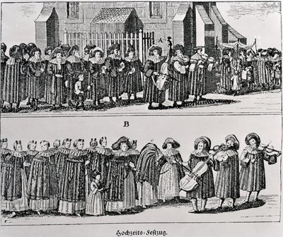 Juutalainen karnevaalikulkue (kaiverrus) (bw valokuva) tekijältä German School
