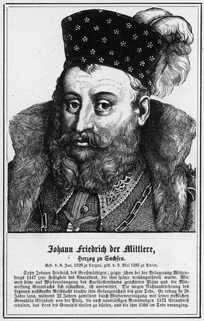 Johann Friedrich Keski, Saksin herttua (kaiverrus) tekijältä German School