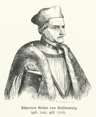 Johann Geiler von Kaisersberg, sveitsiläinen pappi ja teologi (kaiverrus) tekijältä German School