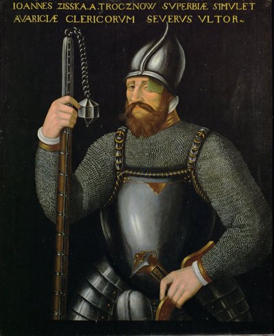 Johann Ziska von Trocnov, Böömin hussilaisten ja taboriittien johtaja, joka voitti kaksi taistelua keisarillisia armeijoita vastaan vuosina 1420 ja 1422 ... tekijältä German School