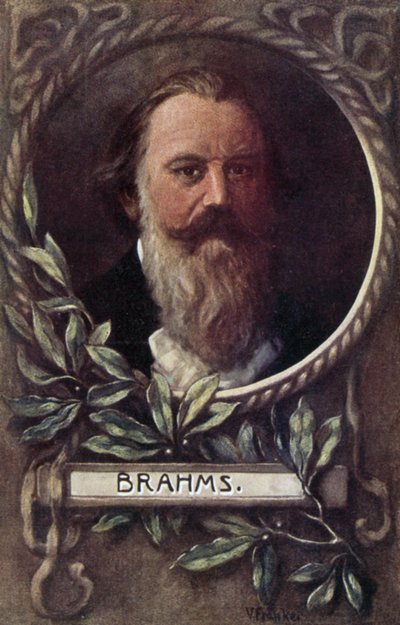 Johannes Brahms, saksalainen säveltäjä ja pianisti (värilito) tekijältä German School