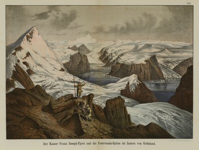 Kaiser Franz Joseph Fjord ja Petermann Peak, Grönlanti (väri litho) tekijältä German School