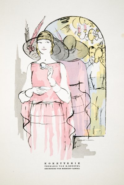 Koketterie, M. Gerstelin teemekko, Styl, pub.1922 (pochoir print) tekijältä German School