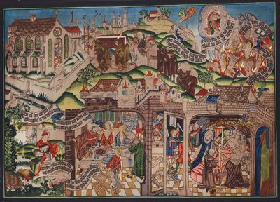 Lasarus-gobeliini, Basel, noin 1500 (värilitografia). tekijältä German School