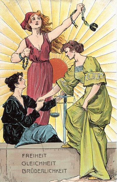 Vapaus, tasa-arvo, veljeys (väri litho) tekijältä German School