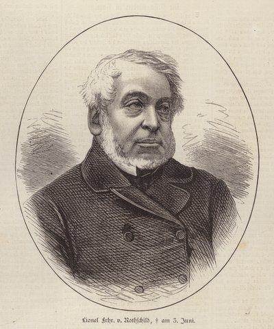 Lionel de Rothschild, brittiläinen pankkiiri, poliitikko ja hyväntekijä (kaiverrus) tekijältä German School