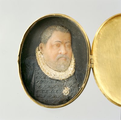 Medaljonki, jossa on vahaa sisältävä pienoiskuva Landgrave Wilhelm IV:stä (vaha ja kullattu hopea) (katso myös 312134 ja 312135) tekijältä German School