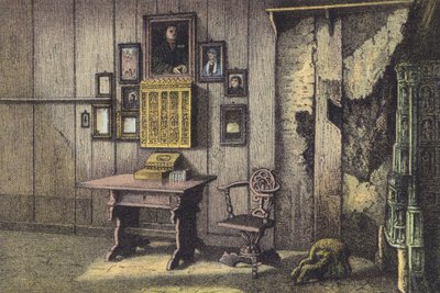 Lutherin huone Wartburgissa (chromolitho) tekijältä German School