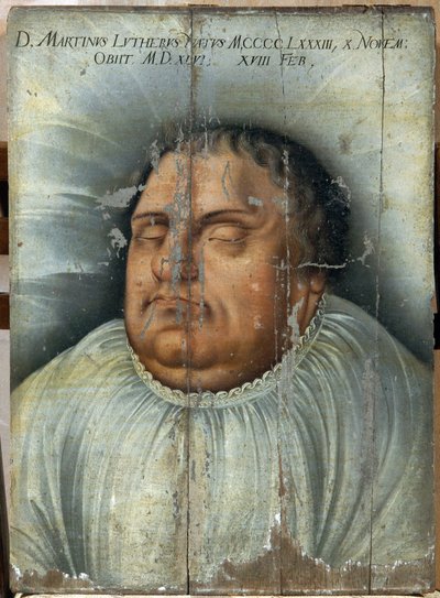 Martin Luther (1483-1546) kuolinvuoteellaan (M. Luther On His Deathbed). Anonyymi maalaus, öljy puulle tekijältä German School