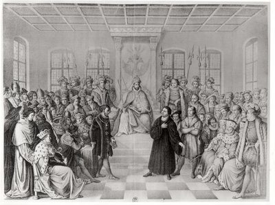 Martin Luther Kaarle V:n (1500-58) edessä Wormsin valtiopäivillä, 16. huhtikuuta 1521, Saksan historiasta tekijältä German School