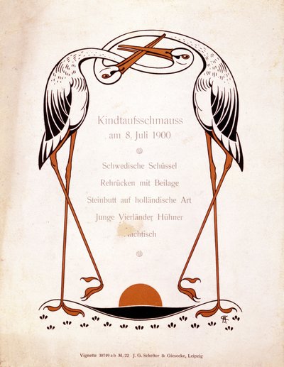 Menu kasteateriaa varten. Saksa, 8.7.1900. tekijältä German School