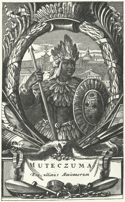 Montezuma II, atsteekkien keisari (kaiverrus) tekijältä German School