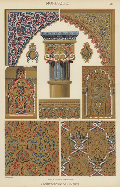 Moreski, arkkitehtoniset koristeet (väri litho) tekijältä German School