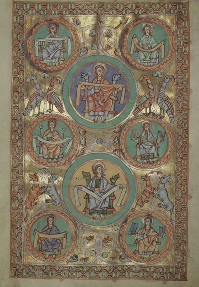 rouva Czart. 1207 IV, fol.11v Kristuksen elämä Pyhän Matteuksen mukaan, The Evangeliarium of the Cathedral of Plock, n. 1075 tekijältä German School