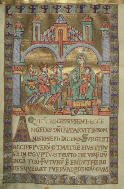 rouva Czart. 1207, IV, fol.V v. Adoration of the Magi, The Evangeliarium of Plock Cathedral, n. 1075 tekijältä German School